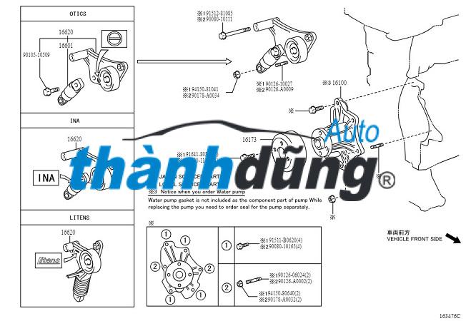 BƠM NƯỚC 1 RÃNH THACO OLLIN 500B | YZ4102Q419001 - Ảnh 4