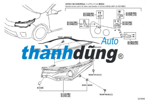 NẸP MẠ VIỀN ĐÈN PHA PHỤ TOYOTA FORTUNER 2017 | 811160K860 - Ảnh 4